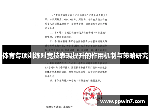体育专项训练对竞技表现提升的作用机制与策略研究
